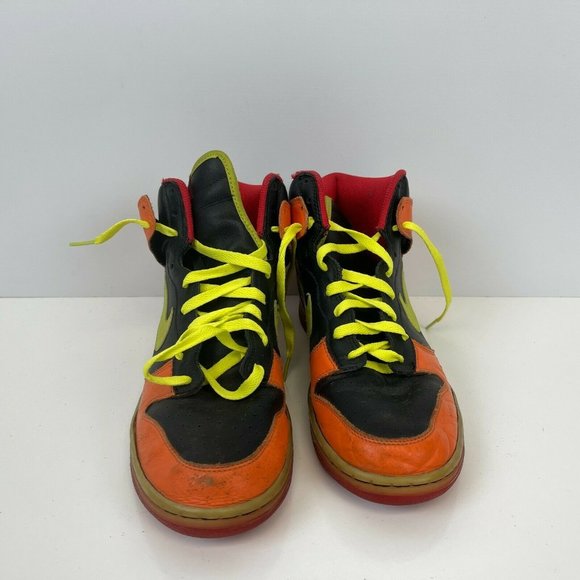 Nike Dunk High Shoes Black Bright Cactus Orange Blaze Red Mens Size 8 - Picture 2 of 8